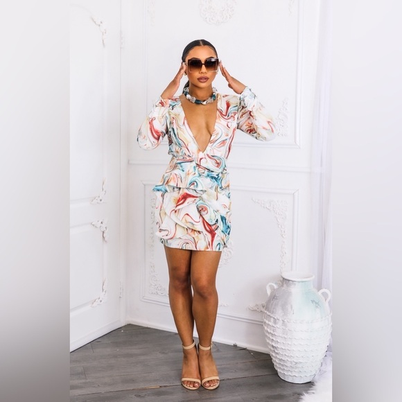 Elegant Multicolor Swirl Dress - Picture 5 of 5